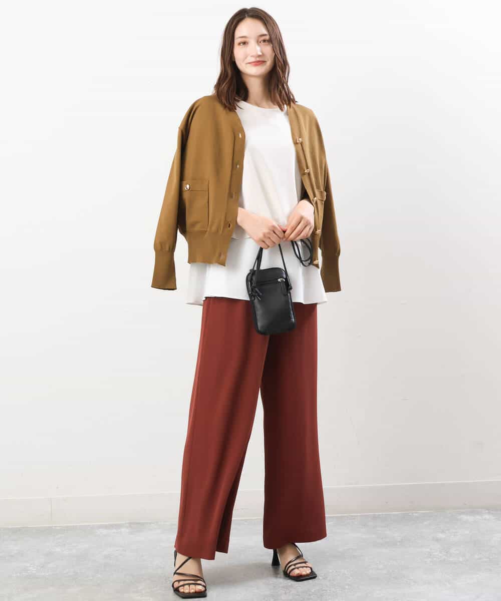 FKLIS10140 MK MICHEL KLEIN(MK ミッシェルクラン) リラクシーシルエットイージーワイドパンツ/洗える ブラウン
