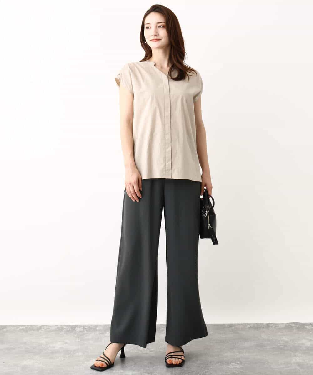 FKLIV10140 MK MICHEL KLEIN(MK ミッシェルクラン) リラクシーシルエットイージーワイドパンツ/洗える キャメル
