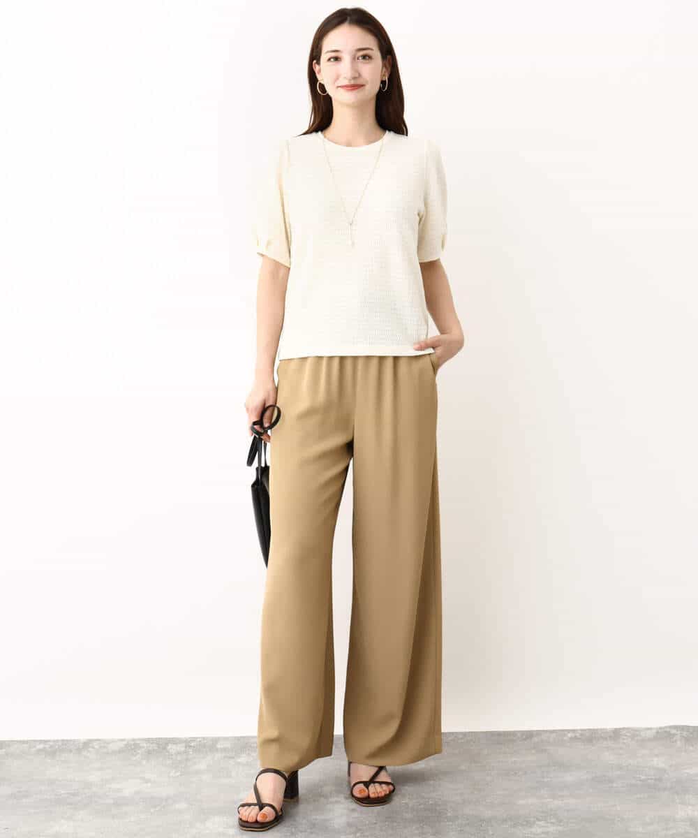 FKLIV10140 MK MICHEL KLEIN(MK ミッシェルクラン) リラクシーシルエットイージーワイドパンツ/洗える キャメル