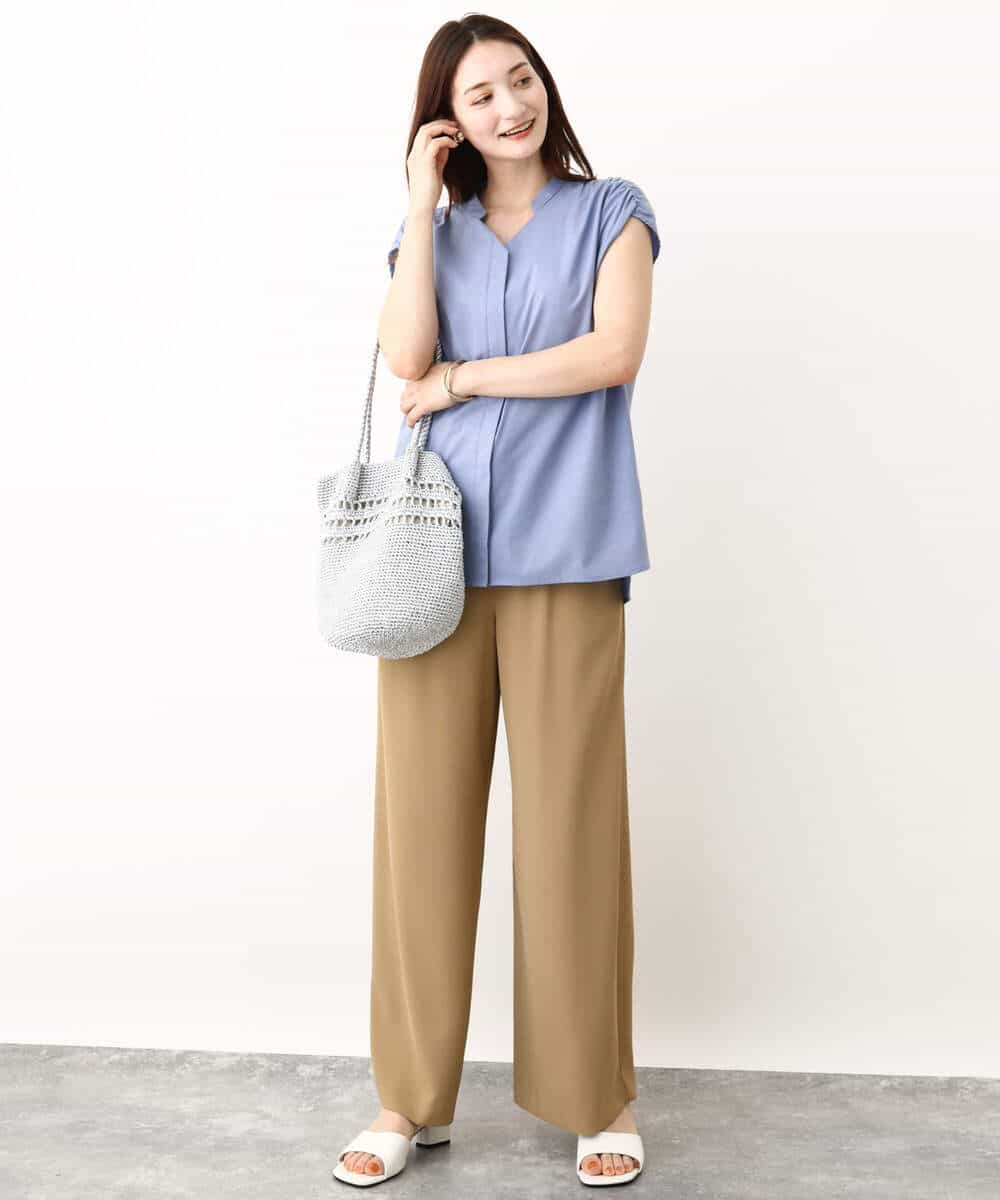 FKLIV10140 MK MICHEL KLEIN(MK ミッシェルクラン) リラクシーシルエットイージーワイドパンツ/洗える キャメル