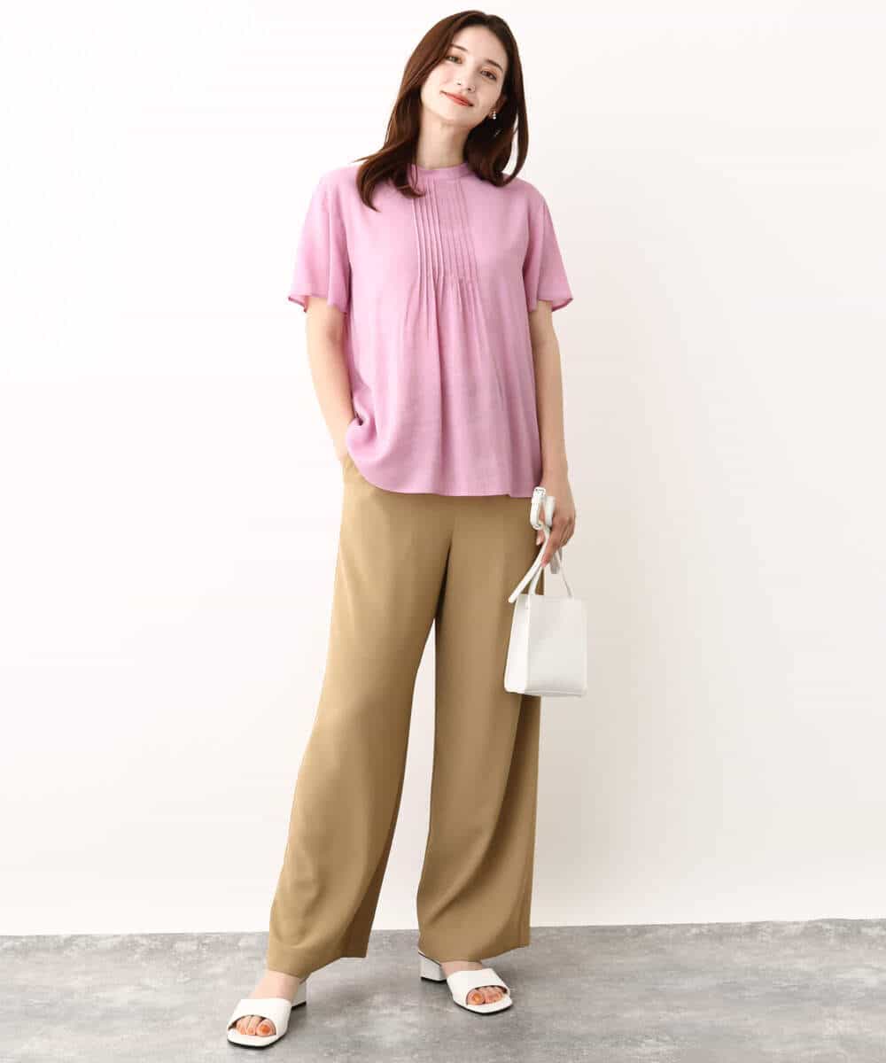 FKLIV10140 MK MICHEL KLEIN(MK ミッシェルクラン) リラクシーシルエットイージーワイドパンツ/洗える キャメル