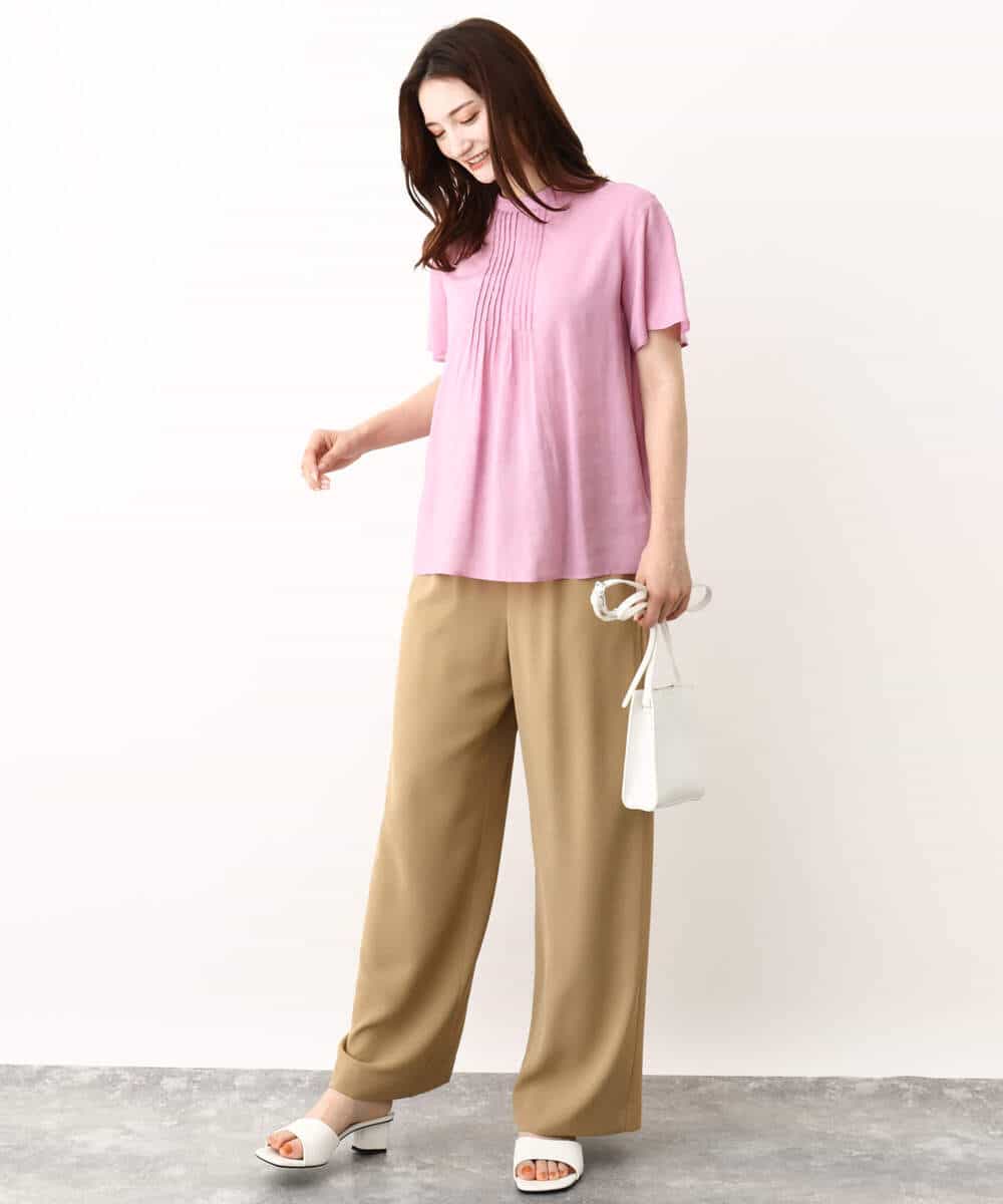FKLIV10140 MK MICHEL KLEIN(MK ミッシェルクラン) リラクシーシルエットイージーワイドパンツ/洗える キャメル