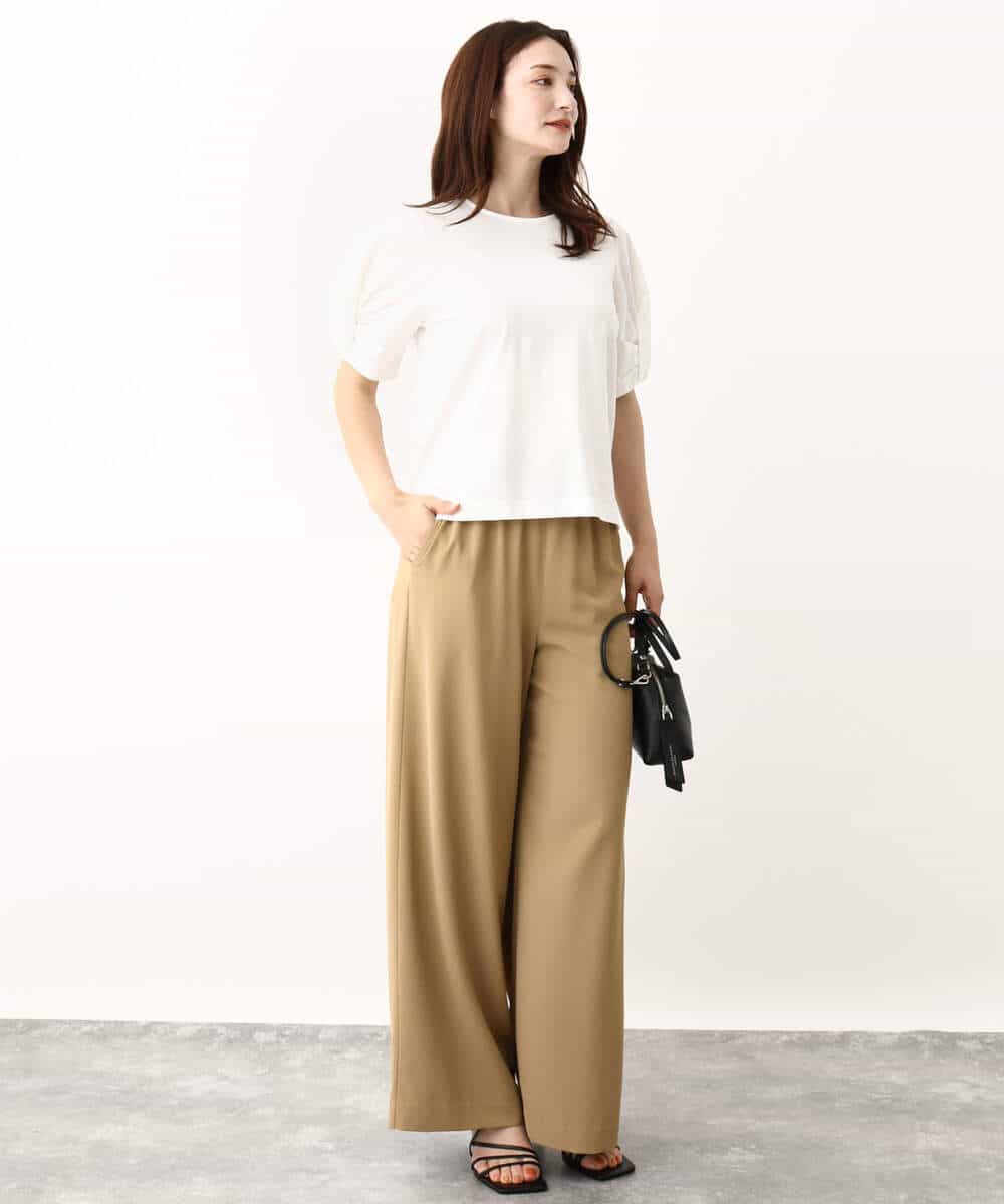 FKLIV10140 MK MICHEL KLEIN(MK ミッシェルクラン) リラクシーシルエットイージーワイドパンツ/洗える キャメル