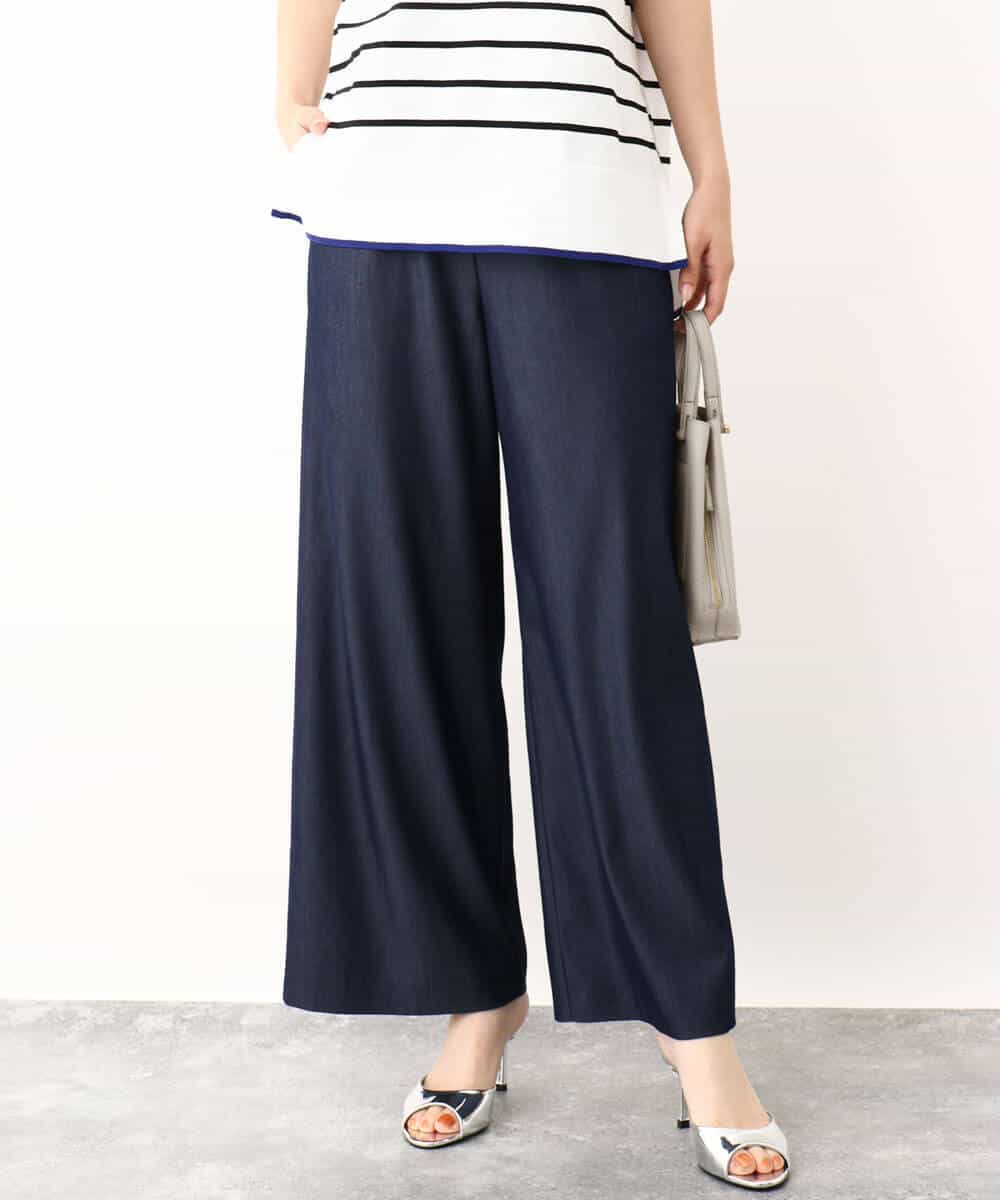 FKLIW10150 MK MICHEL KLEIN(MK ミッシェルクラン) デニムライク リラクシーシルエットイージーワイドパンツ/洗える ネイビー