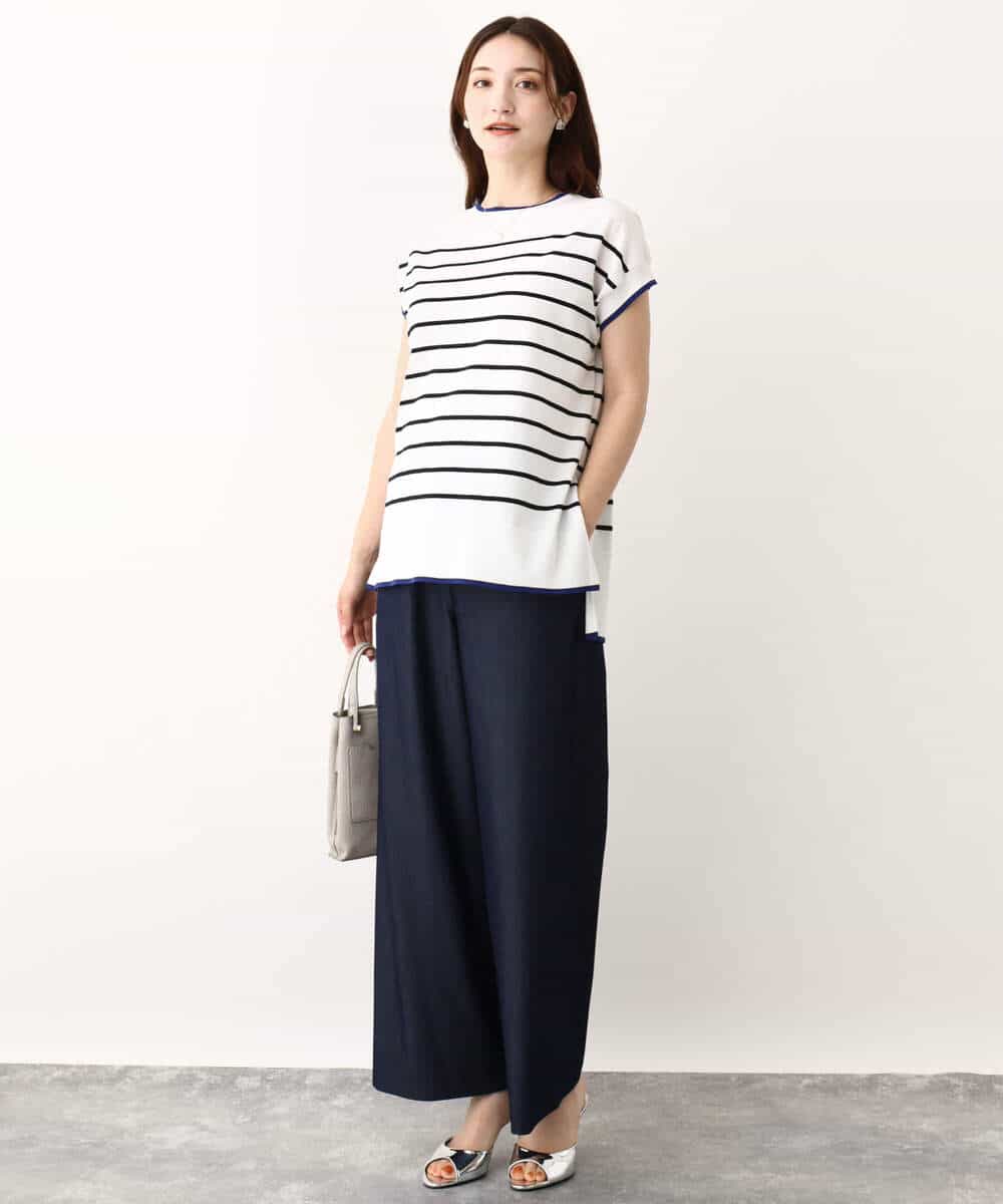 FKLIW10150 MK MICHEL KLEIN(MK ミッシェルクラン) デニムライク リラクシーシルエットイージーワイドパンツ/洗える ネイビー