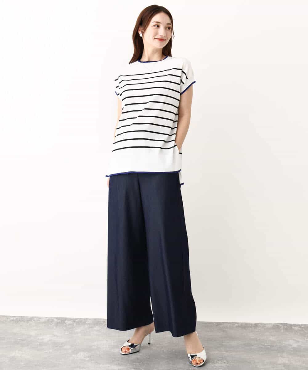 FKLIW10150 MK MICHEL KLEIN(MK ミッシェルクラン) デニムライク リラクシーシルエットイージーワイドパンツ/洗える ネイビー