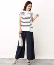 FKLIW10150 MK MICHEL KLEIN(MK ミッシェルクラン) デニムライク リラクシーシルエットイージーワイドパンツ/洗える ネイビー