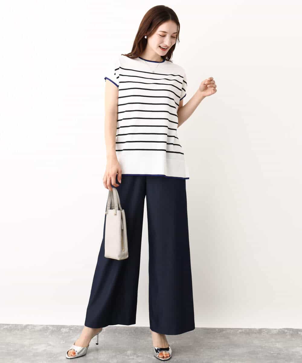 FKLIW10150 MK MICHEL KLEIN(MK ミッシェルクラン) デニムライク リラクシーシルエットイージーワイドパンツ/洗える ネイビー