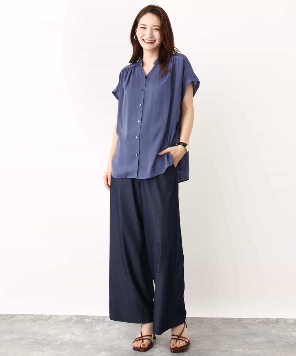 FKLIW10150 MK MICHEL KLEIN(MK ミッシェルクラン) デニムライク リラクシーシルエットイージーワイドパンツ/洗える ネイビー