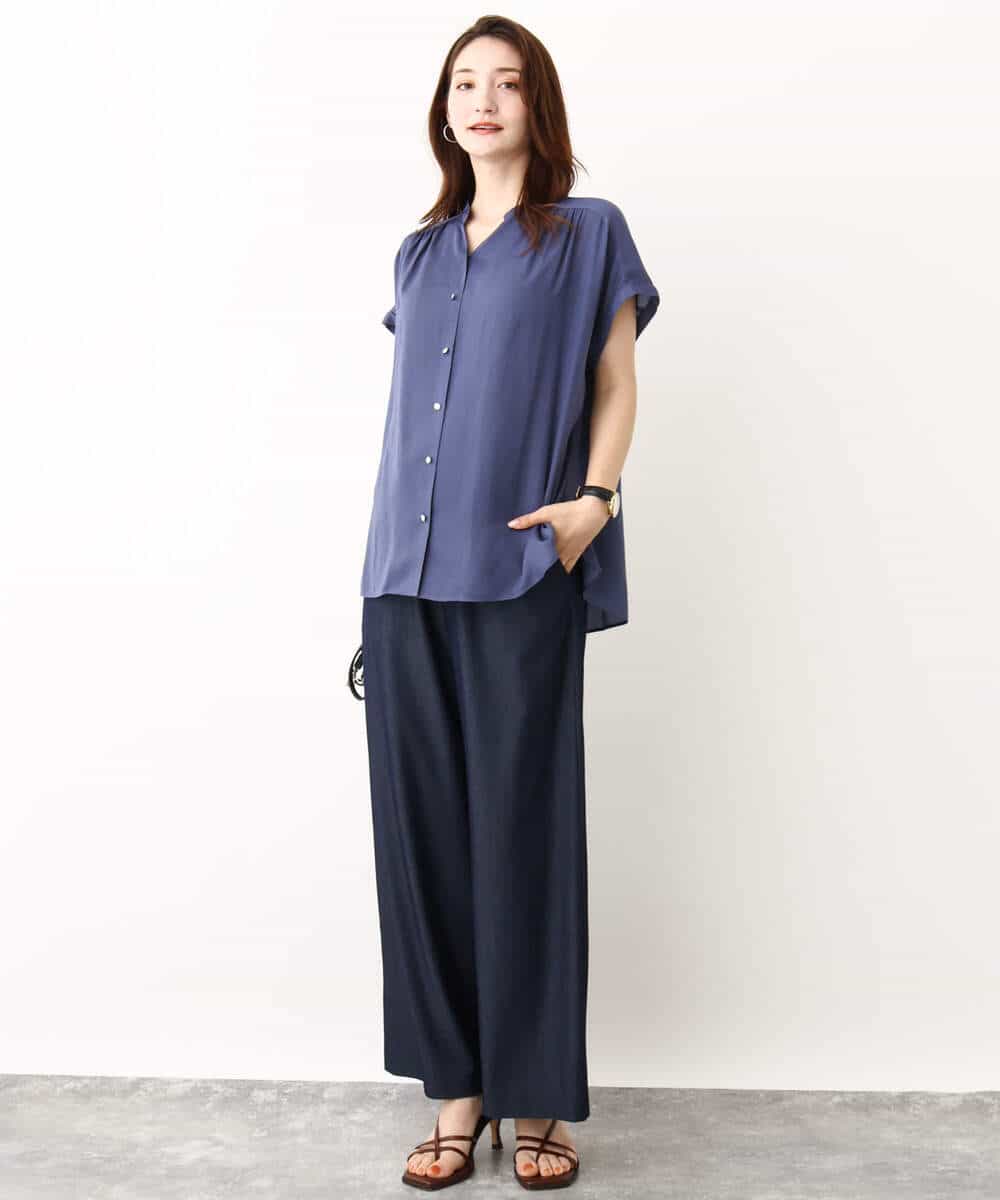 FKLIW10150 MK MICHEL KLEIN(MK ミッシェルクラン) デニムライク リラクシーシルエットイージーワイドパンツ/洗える ネイビー