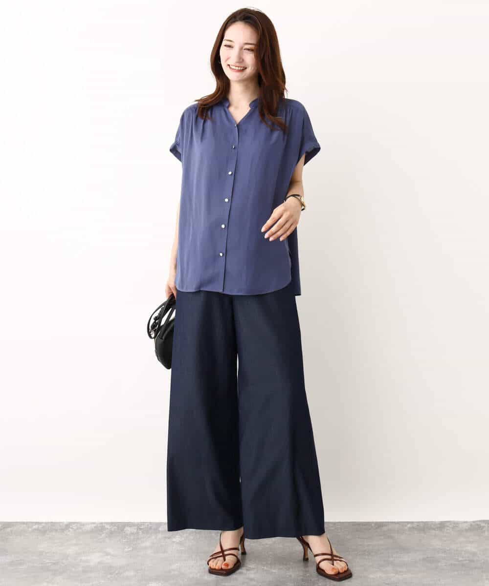 FKLIW10150 MK MICHEL KLEIN(MK ミッシェルクラン) デニムライク リラクシーシルエットイージーワイドパンツ/洗える ネイビー