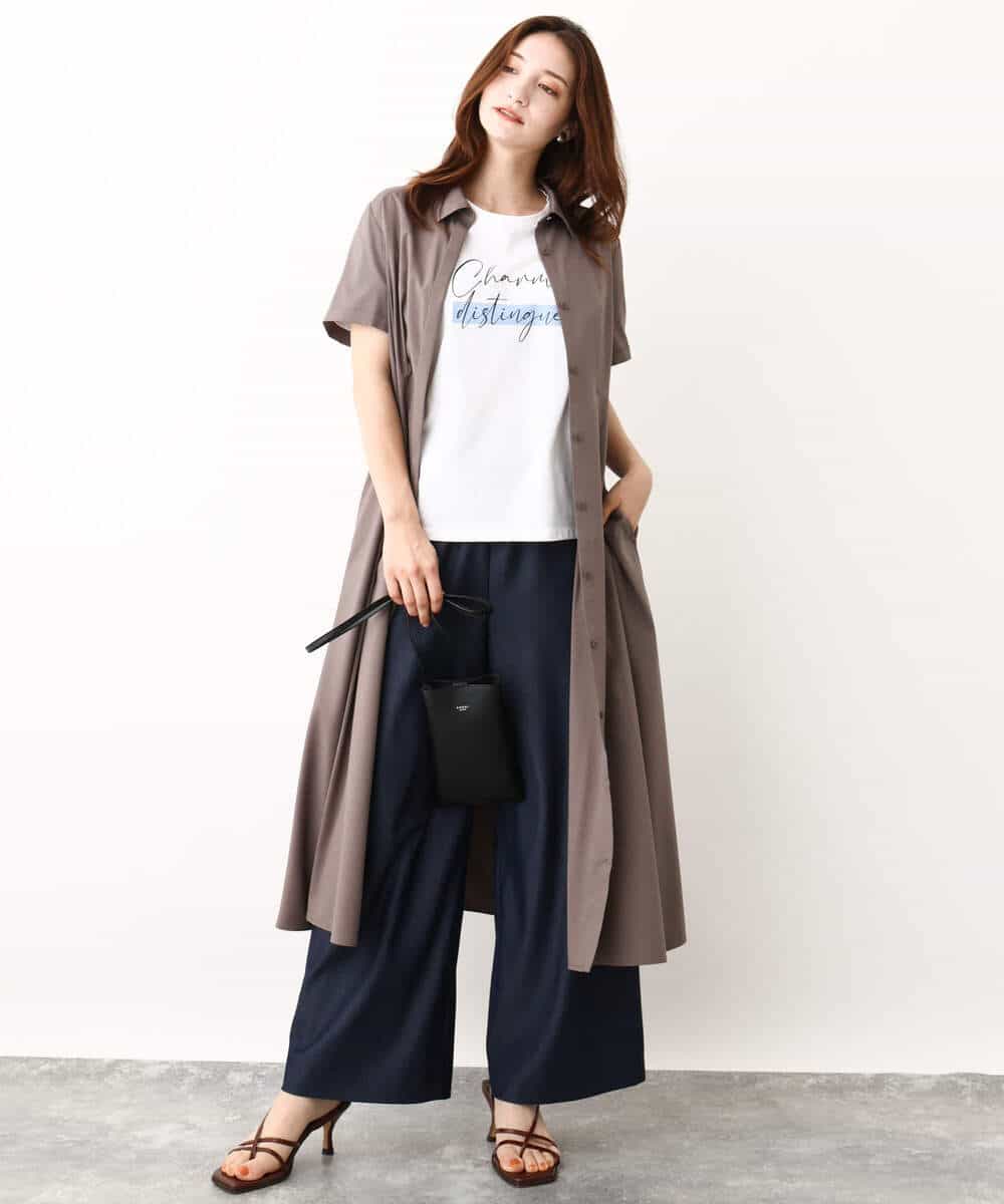 FKLIW10150 MK MICHEL KLEIN(MK ミッシェルクラン) デニムライク リラクシーシルエットイージーワイドパンツ/洗える ネイビー