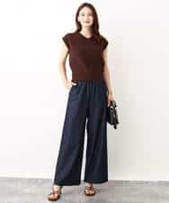 FKLIW10150 MK MICHEL KLEIN(MK ミッシェルクラン) デニムライク リラクシーシルエットイージーワイドパンツ/洗える ネイビー