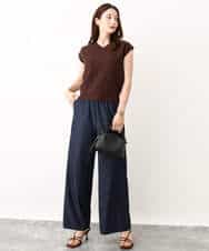 FKLIW10150 MK MICHEL KLEIN(MK ミッシェルクラン) デニムライク リラクシーシルエットイージーワイドパンツ/洗える ネイビー