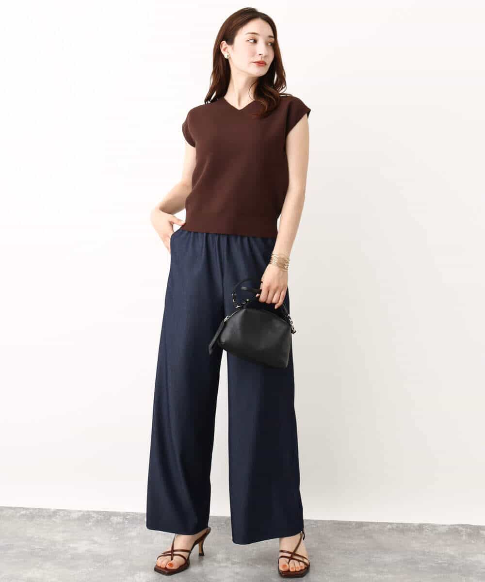 FKLIW10150 MK MICHEL KLEIN(MK ミッシェルクラン) デニムライク リラクシーシルエットイージーワイドパンツ/洗える ネイビー
