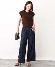 FKLIW10150 MK MICHEL KLEIN(MK ミッシェルクラン) デニムライク リラクシーシルエットイージーワイドパンツ/洗える ネイビー