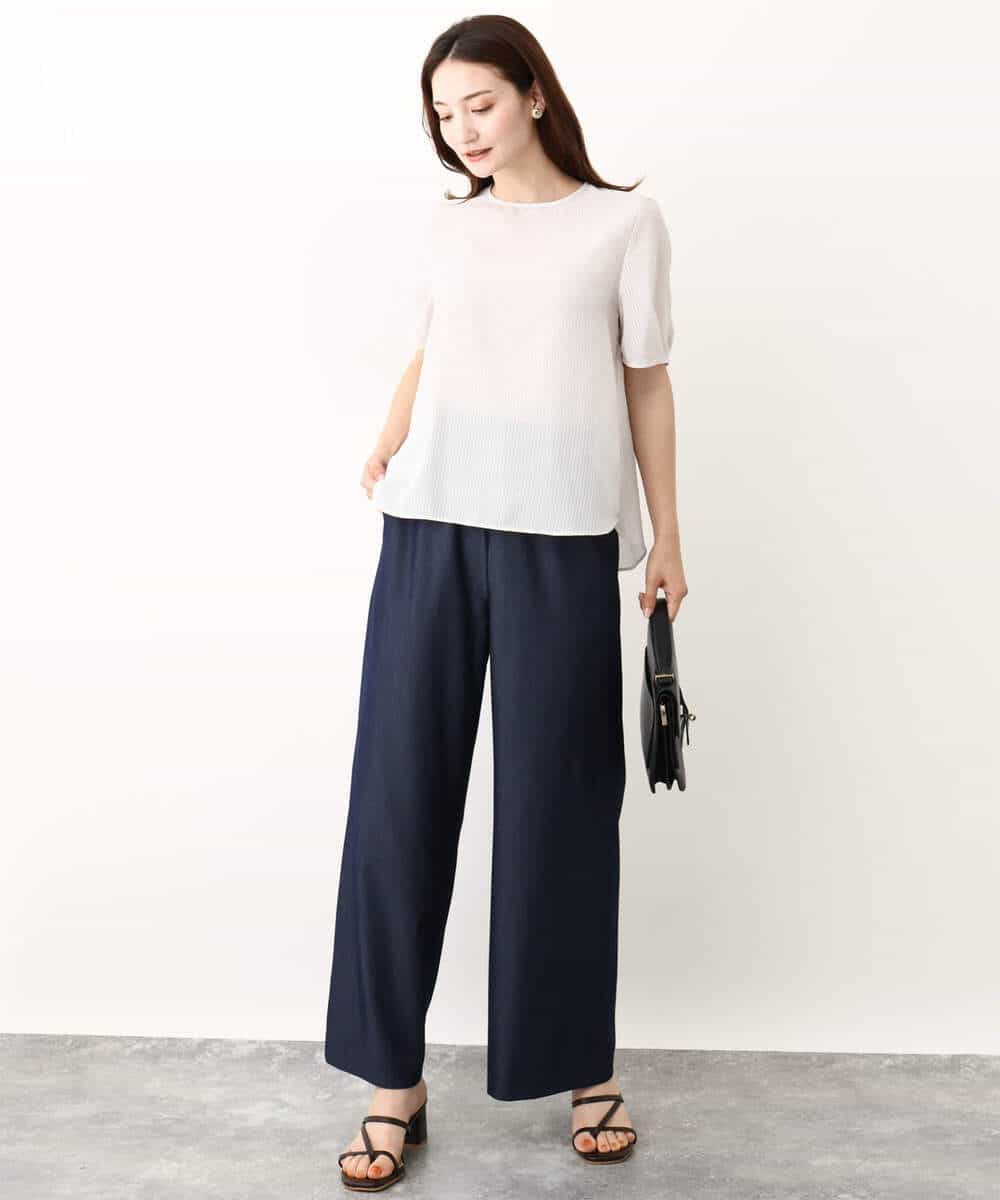 FKLIW10150 MK MICHEL KLEIN(MK ミッシェルクラン) デニムライク リラクシーシルエットイージーワイドパンツ/洗える ネイビー