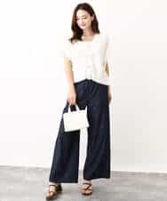 FKLIW10150 MK MICHEL KLEIN(MK ミッシェルクラン) デニムライク リラクシーシルエットイージーワイドパンツ/洗える ネイビー