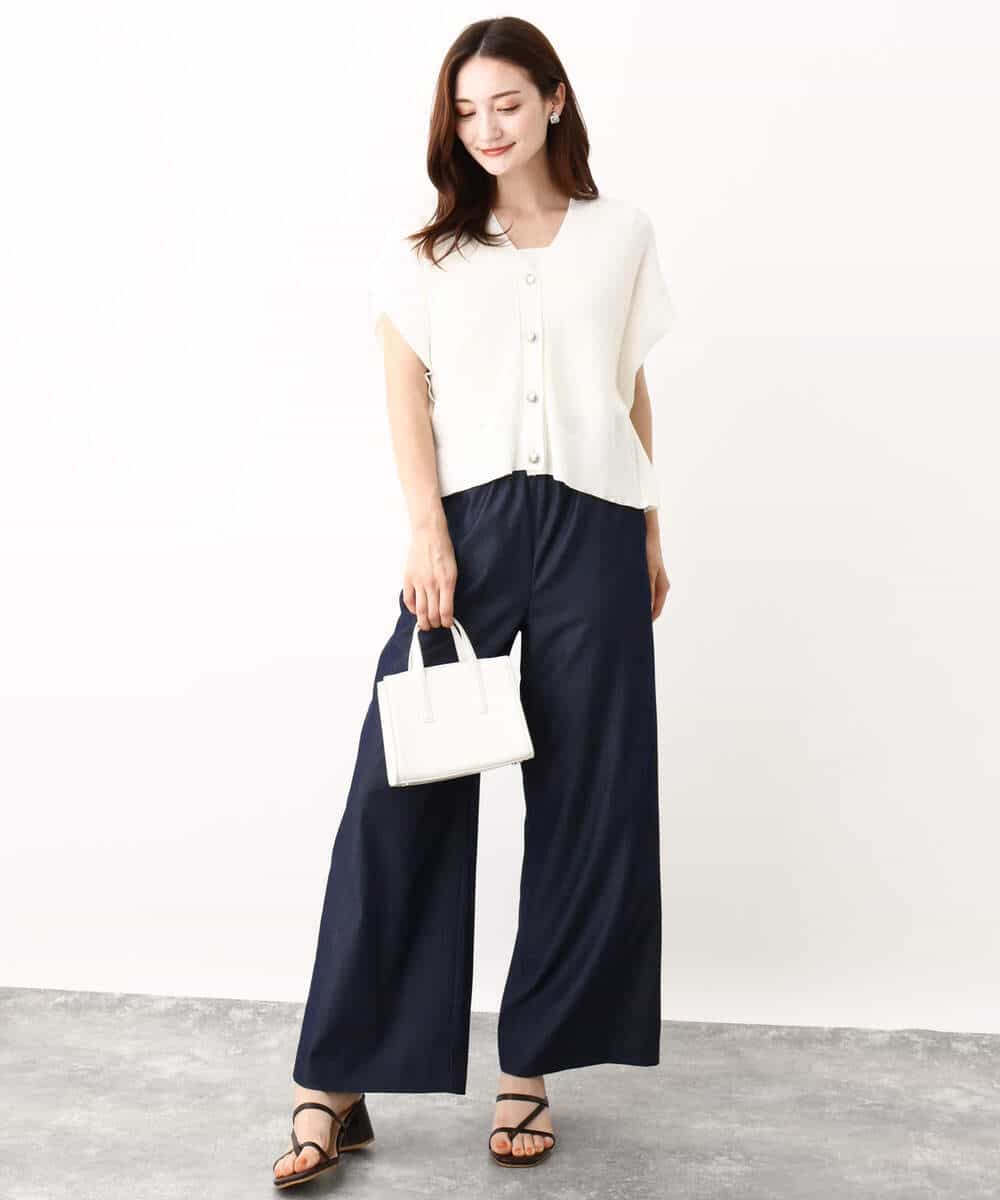 FKLIW10150 MK MICHEL KLEIN(MK ミッシェルクラン) デニムライク リラクシーシルエットイージーワイドパンツ/洗える ネイビー