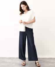 FKLIW10150 MK MICHEL KLEIN(MK ミッシェルクラン) デニムライク リラクシーシルエットイージーワイドパンツ/洗える ネイビー