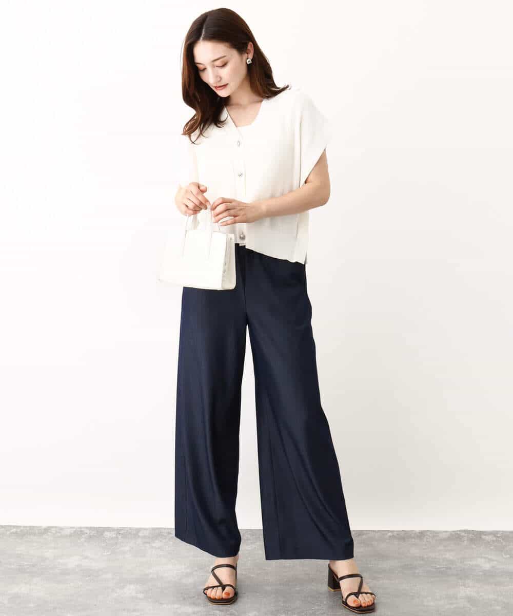 FKLIW10150 MK MICHEL KLEIN(MK ミッシェルクラン) デニムライク リラクシーシルエットイージーワイドパンツ/洗える ネイビー