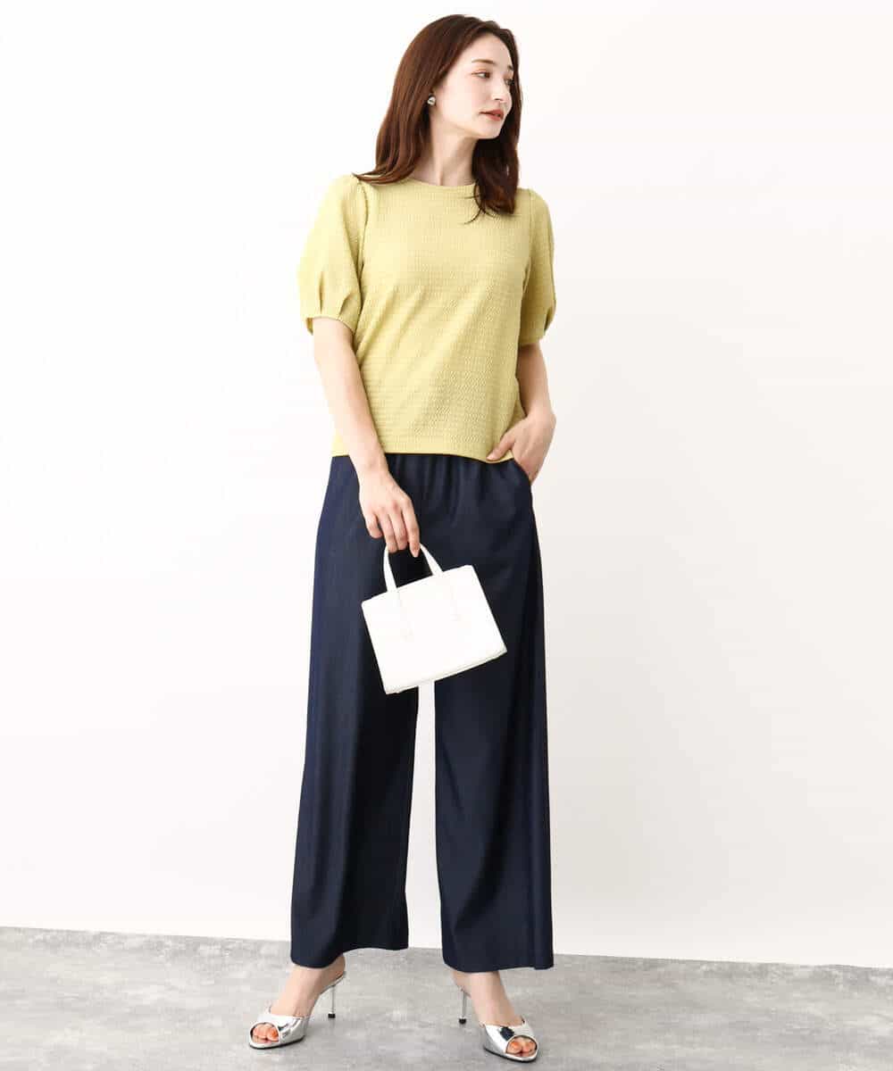 FKLIW10150 MK MICHEL KLEIN(MK ミッシェルクラン) デニムライク リラクシーシルエットイージーワイドパンツ/洗える ネイビー