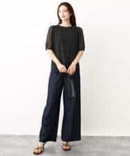 FKLIW10150 MK MICHEL KLEIN(MK ミッシェルクラン) デニムライク リラクシーシルエットイージーワイドパンツ/洗える ネイビー