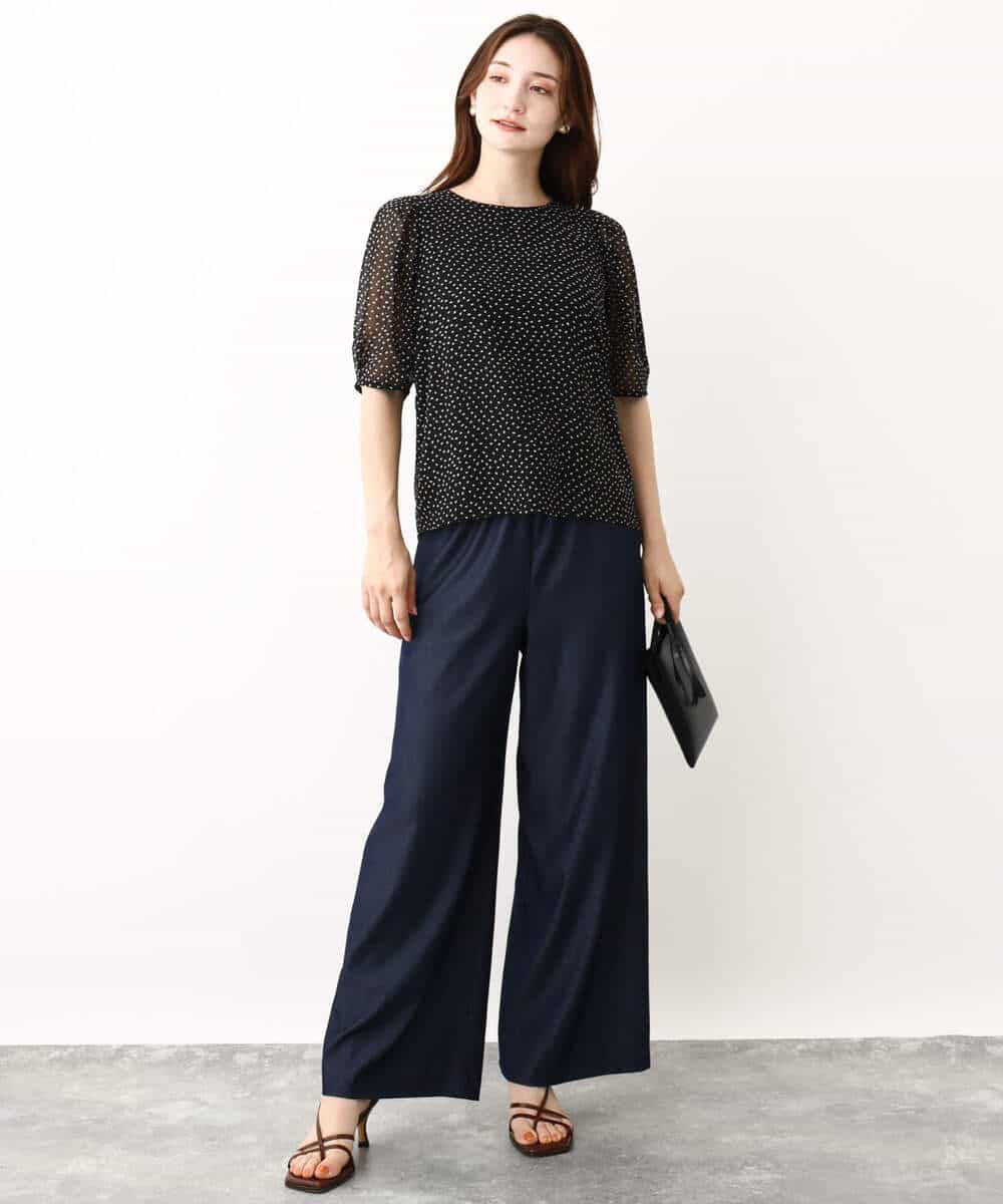FKLIW10150 MK MICHEL KLEIN(MK ミッシェルクラン) デニムライク リラクシーシルエットイージーワイドパンツ/洗える ネイビー