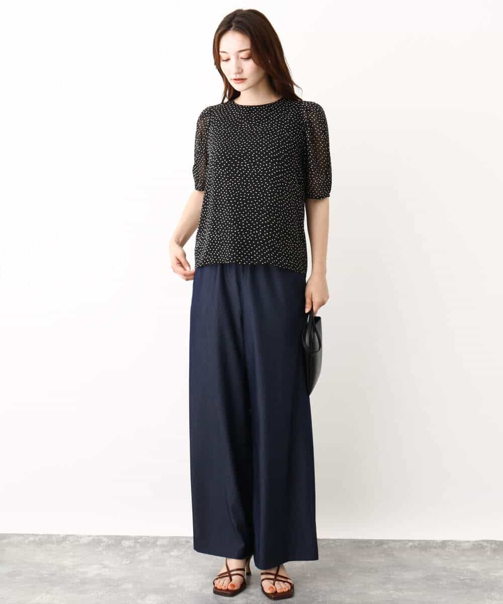 FKLIW10150 MK MICHEL KLEIN(MK ミッシェルクラン) デニムライク リラクシーシルエットイージーワイドパンツ/洗える ネイビー