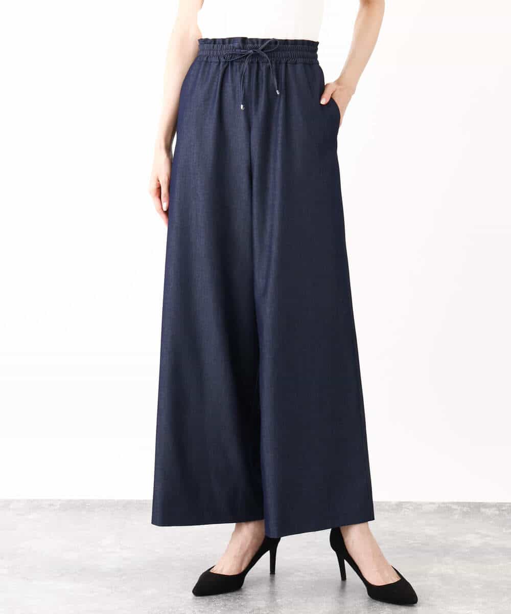 FKLIW10150 MK MICHEL KLEIN(MK ミッシェルクラン) デニムライク リラクシーシルエットイージーワイドパンツ/洗える ネイビー