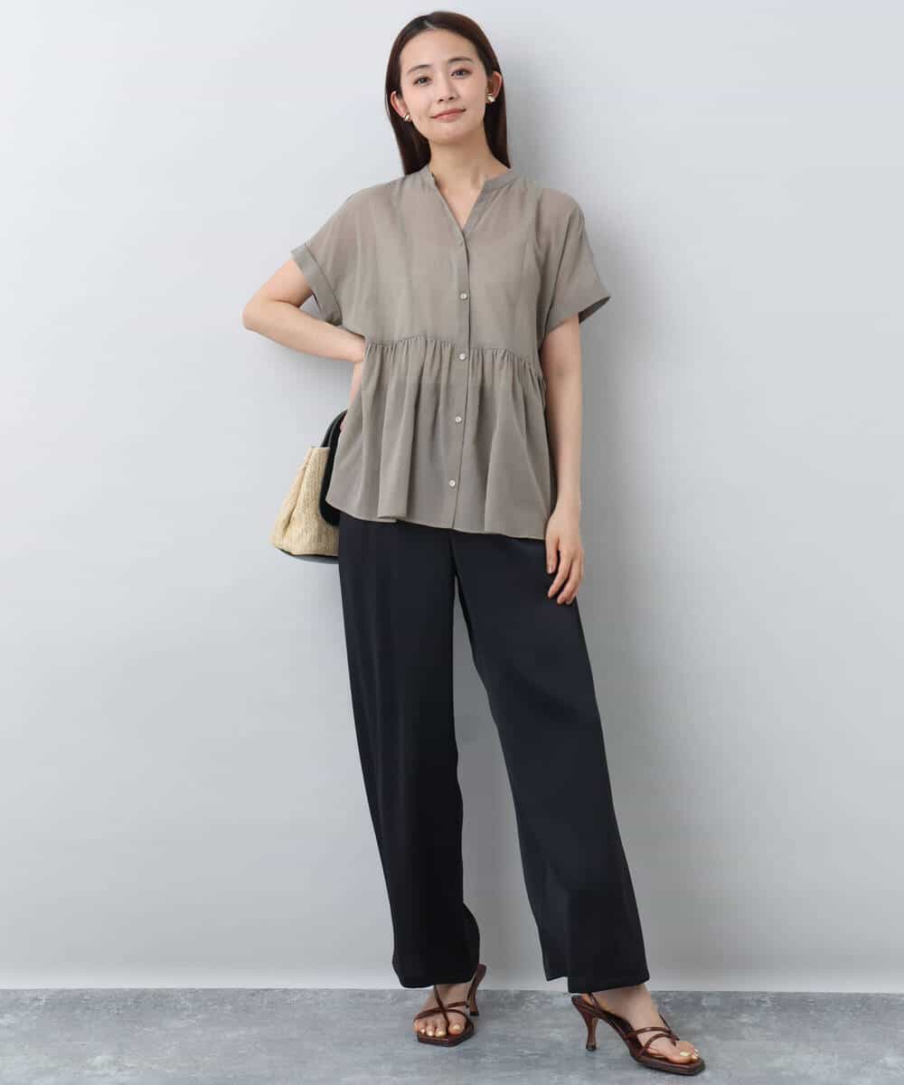 FKLJA71160 MK MICHEL KLEIN(MK ミッシェルクラン) 2タックワイドパンツ/洗える グレー