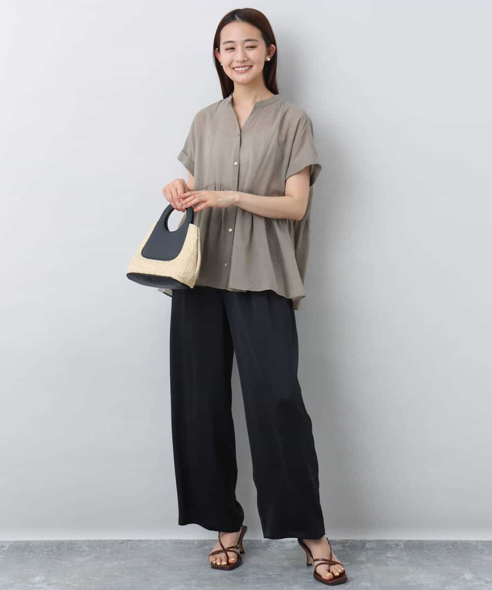FKLJA71160 MK MICHEL KLEIN(MK ミッシェルクラン) 2タックワイドパンツ/洗える グレー