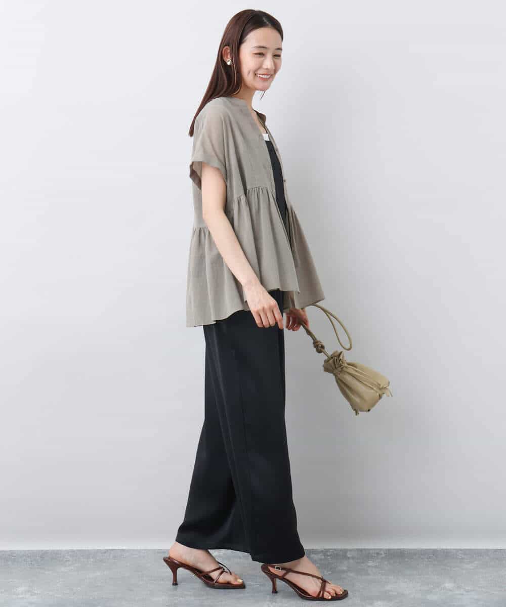 FKLJA71160 MK MICHEL KLEIN(MK ミッシェルクラン) 2タックワイドパンツ/洗える グレー