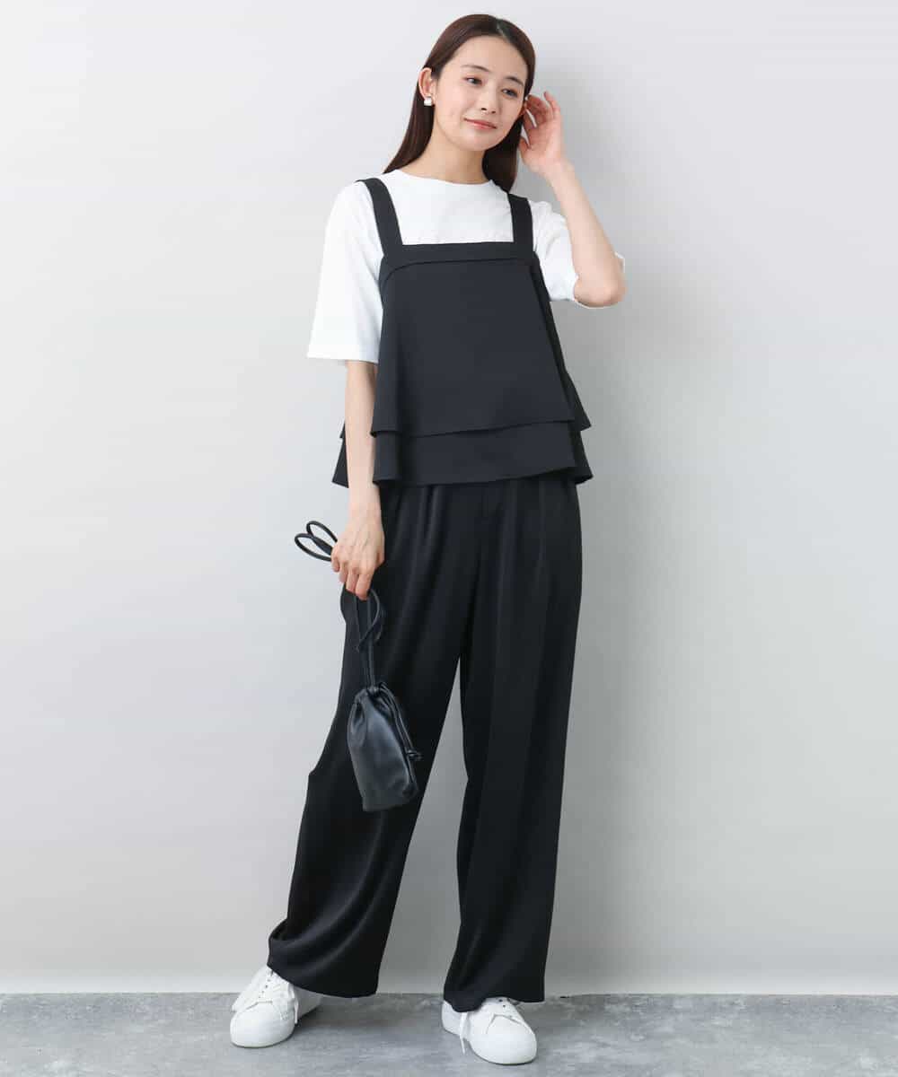 FKLJA71160 MK MICHEL KLEIN(MK ミッシェルクラン) 2タックワイドパンツ/洗える グレー