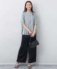 FKLJA71160 MK MICHEL KLEIN(MK ミッシェルクラン) 2タックワイドパンツ/洗える グレー