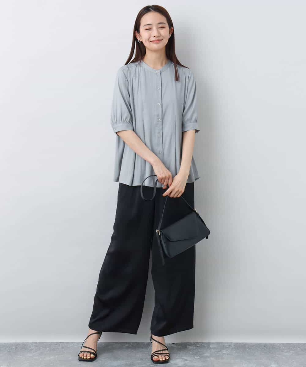 FKLJA71160 MK MICHEL KLEIN(MK ミッシェルクラン) 2タックワイドパンツ/洗える グレー