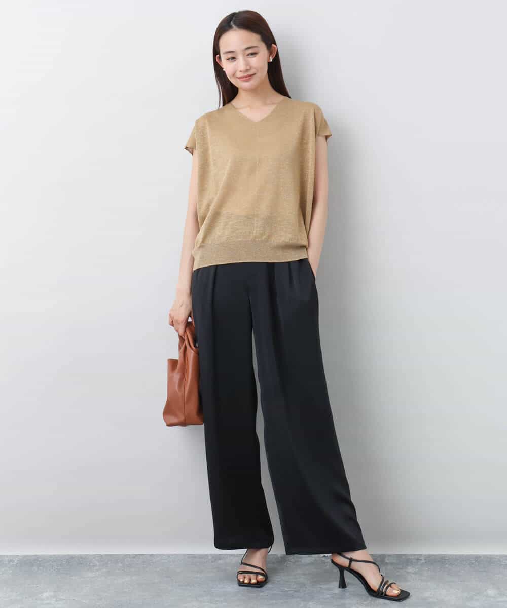 FKLJA71160 MK MICHEL KLEIN(MK ミッシェルクラン) 2タックワイドパンツ/洗える グレー