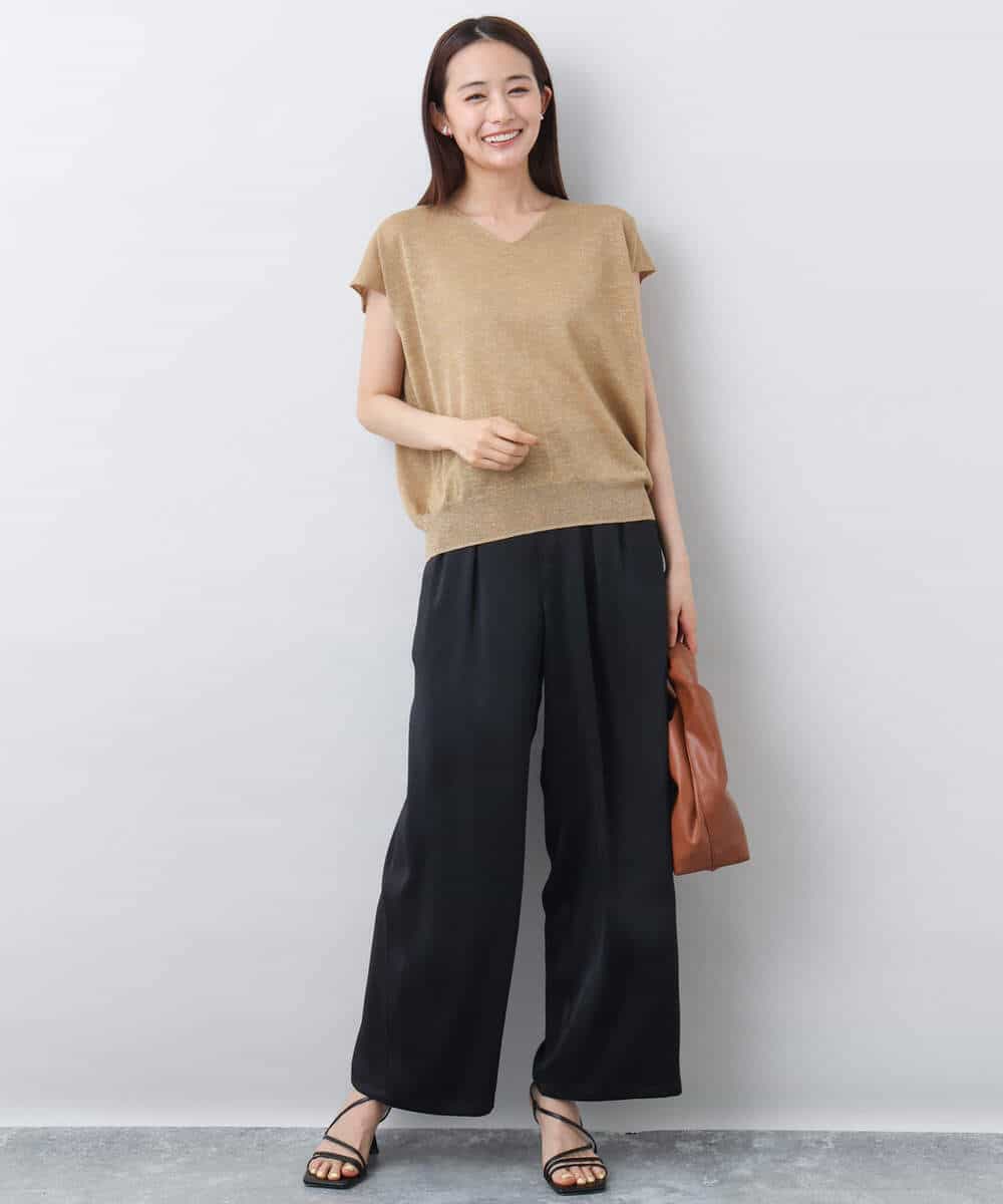 FKLJA71160 MK MICHEL KLEIN(MK ミッシェルクラン) 2タックワイドパンツ/洗える グレー