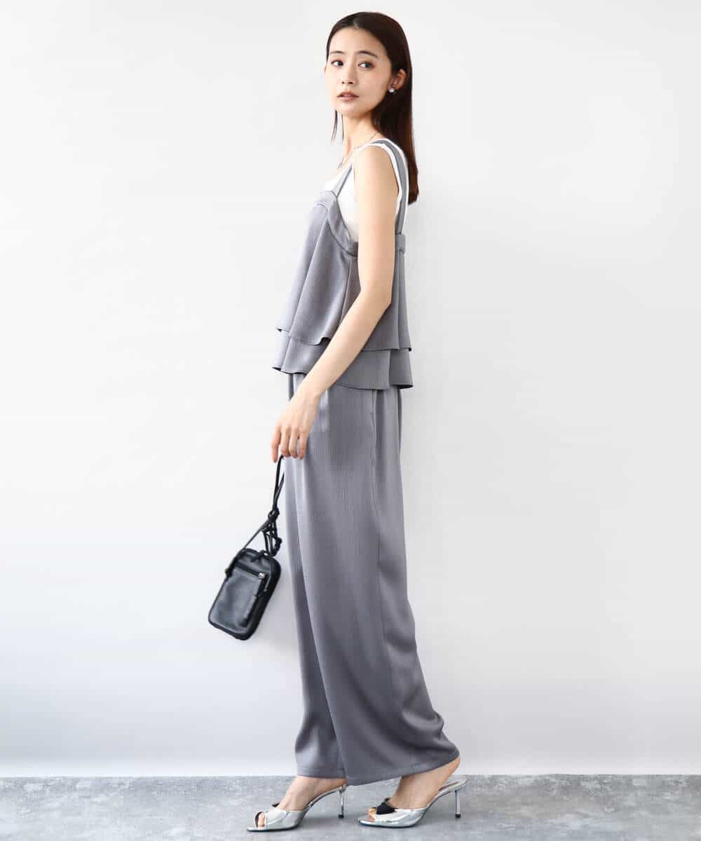 FKLJA71160 MK MICHEL KLEIN(MK ミッシェルクラン) 2タックワイドパンツ/洗える グレー