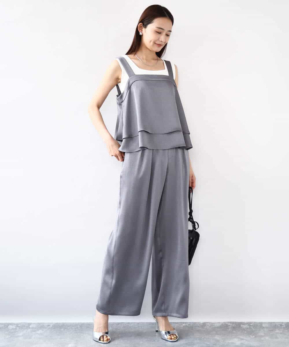 FKLJA71160 MK MICHEL KLEIN(MK ミッシェルクラン) 2タックワイドパンツ/洗える グレー