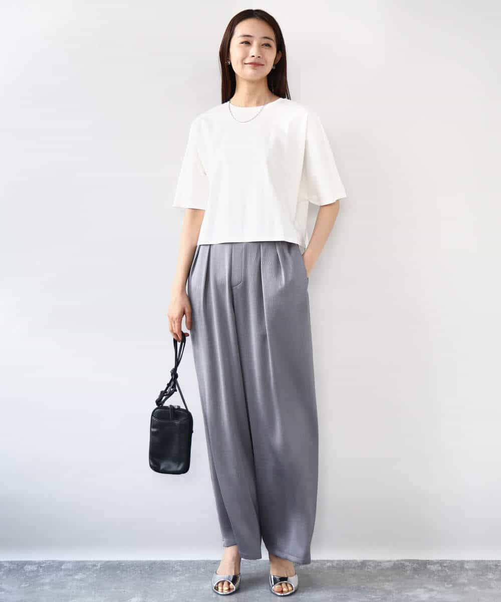 FKLJA71160 MK MICHEL KLEIN(MK ミッシェルクラン) 2タックワイドパンツ/洗える グレー