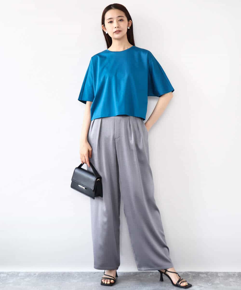 FKLJA71160 MK MICHEL KLEIN(MK ミッシェルクラン) 2タックワイドパンツ/洗える グレー