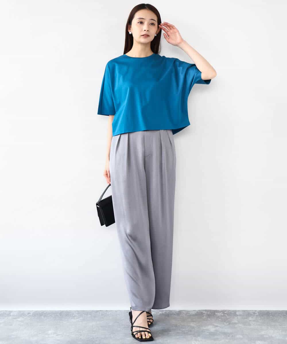 FKLJA71160 MK MICHEL KLEIN(MK ミッシェルクラン) 2タックワイドパンツ/洗える グレー