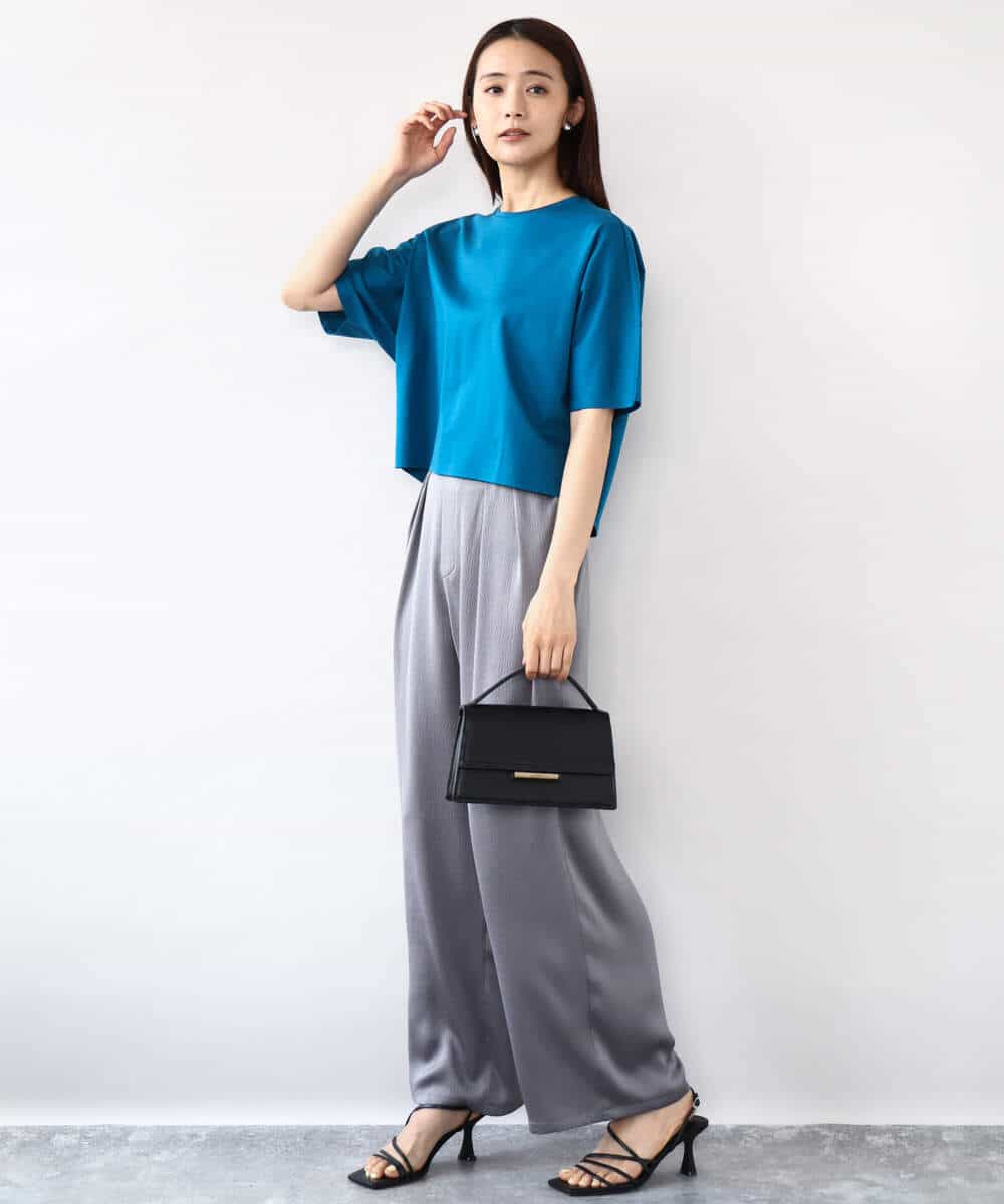 FKLJA71160 MK MICHEL KLEIN(MK ミッシェルクラン) 2タックワイドパンツ/洗える グレー
