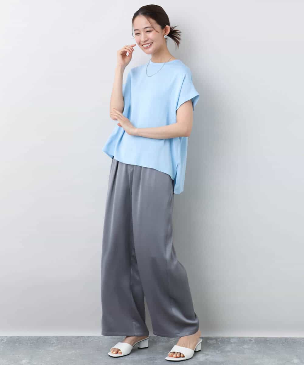 FKLJA71160 MK MICHEL KLEIN(MK ミッシェルクラン) 2タックワイドパンツ/洗える グレー