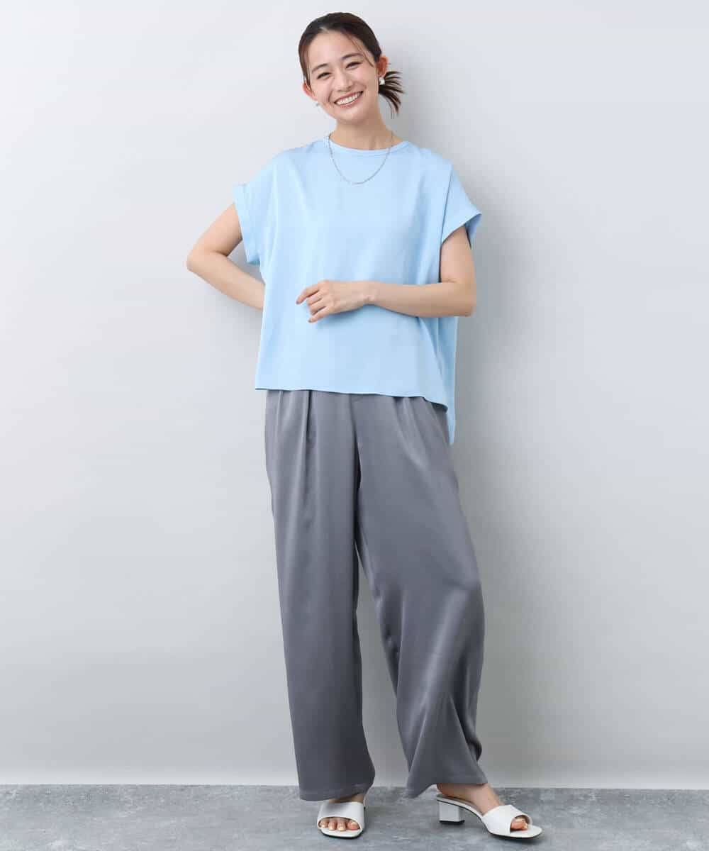 FKLJA71160 MK MICHEL KLEIN(MK ミッシェルクラン) 2タックワイドパンツ/洗える グレー
