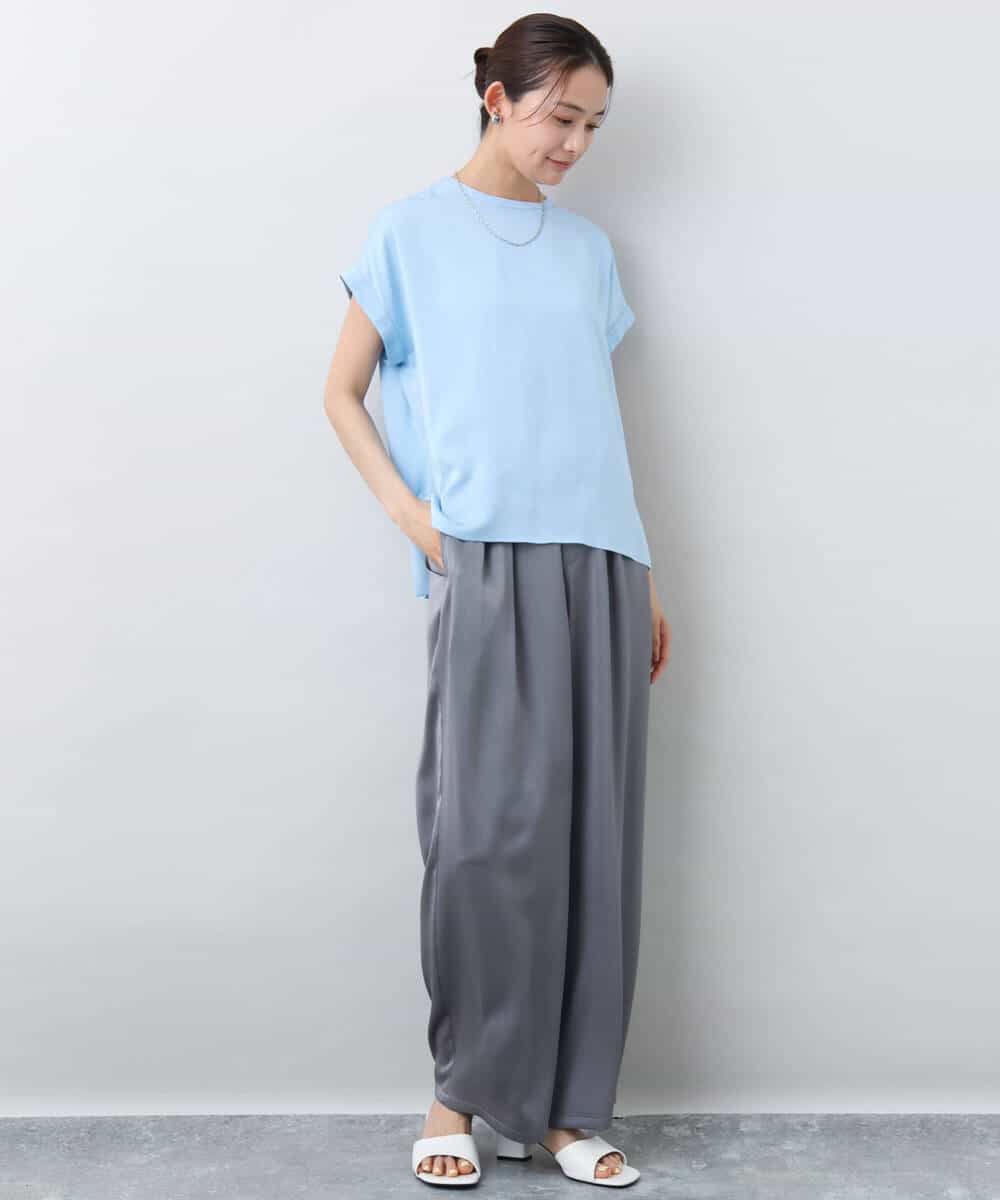 FKLJA71160 MK MICHEL KLEIN(MK ミッシェルクラン) 2タックワイドパンツ/洗える グレー