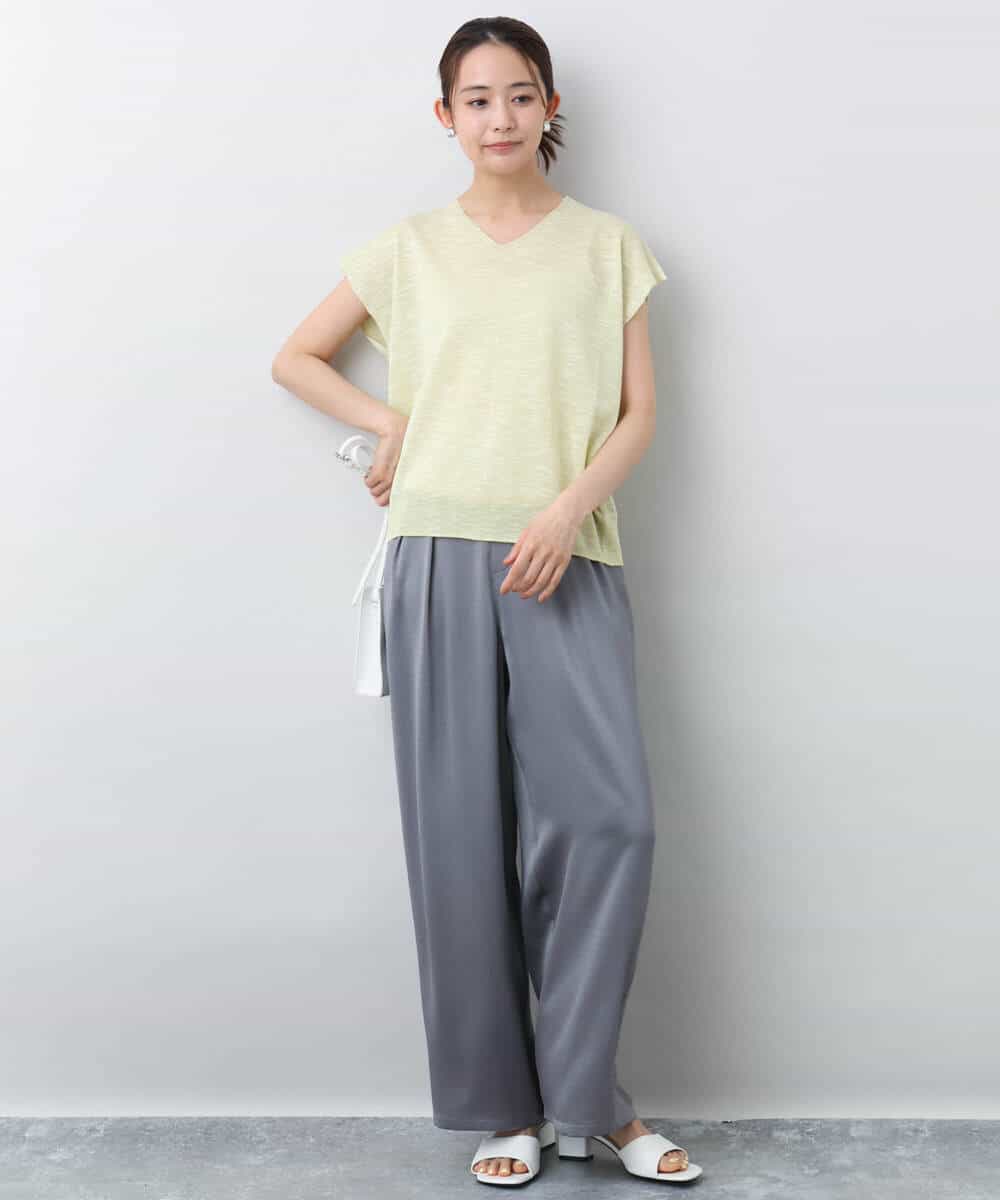 FKLJA71160 MK MICHEL KLEIN(MK ミッシェルクラン) 2タックワイドパンツ/洗える グレー