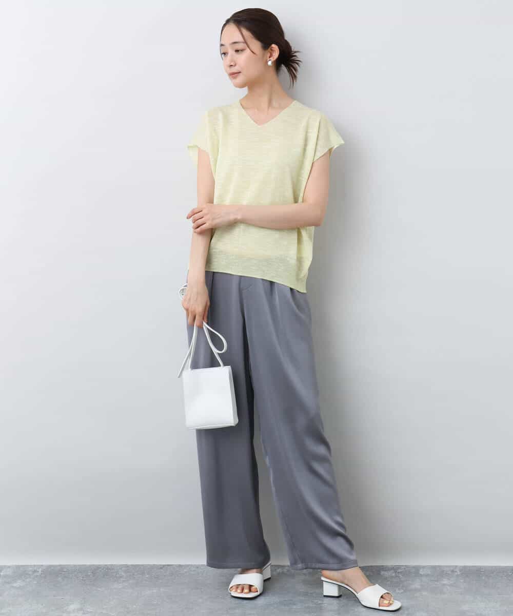 FKLJA71160 MK MICHEL KLEIN(MK ミッシェルクラン) 2タックワイドパンツ/洗える グレー