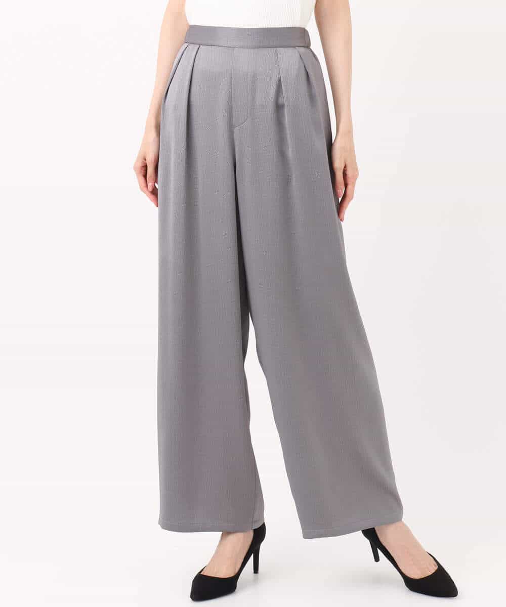 FKLJA71160 MK MICHEL KLEIN(MK ミッシェルクラン) 2タックワイドパンツ/洗える グレー